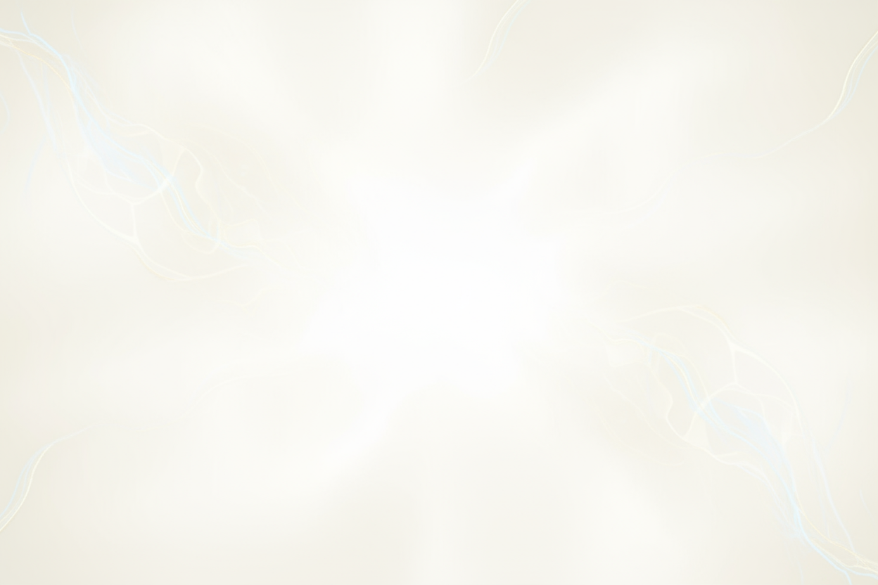 Warm milk white background with subtle golden and pale blue accents